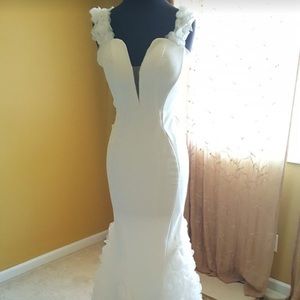 White Mac Duggal Mermaid Dress